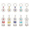 Kissitty Woven Net/Web with Feather Tibetan Style Alloy Pendant Decorations HJEW-KS0001-03-2