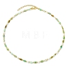Natural Chalcedony Teardrop and Round White Shell Pearl Beaded Necklaces NJEW-JN06246-01-3