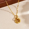 304 Stainless Steel Duo Ring Pendant Paperclip Chain Necklaces for Women WG87DD9-01-2