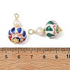 Handmade Porcelain & Natural Cultured Freshwater Pearl & Non-magnetic Synthetic Hematite & Brass Pendants PALLOY-JF05913-3