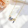Brass Pave Cubic Zirconia Flower Butterfly Pendant 304 Stainless Steel Cable Chain Necklaces for Women WG4A53F-03-1