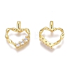 Brass Micro Pave Clear Cubic Zirconia Charms ZIRC-O035-28G-2
