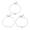 3Pcs 3 Styles Ocean Dyed Synthetic Turquoise Turtle Starfish & Round Natural White Shell Anklets AJEW-AN00803-3