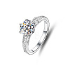 Rhodium Plated 925 Sterling Silver Micro Pave Cubic Zirconia Finger Rings WG38657-09-2