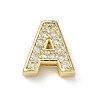 Brass Micro Pave Clear Cubic Zirconia Slide Charms KK-I382-04G-2