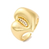 Brass Micro Pave Clear Cubic Zirconia Cuff Rings for Women RJEW-U043-07G-4