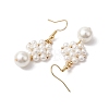 Shell Pearl with Brass Dangle Earrings for Women EJEW-TA00557-4