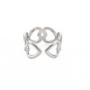 304 Stainless Steel Open Heart Wrap Cuff Ring for Women RJEW-S405-170P-2