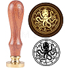 Brass Wax Seal Stamp with Handle AJEW-WH0184-0555-1