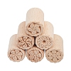 CHGCRAFT 6Pcs 6 Styles Flower Pattern Round Wooden Traditional Chinese Moon Cake Molds AJEW-CA0004-25-7