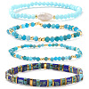 4Pcs 4 Styles Gemstone & Glass & Seed Beads & Brass Beads Stretch Bracelets LN0017-1-5