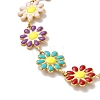 Enamel Daisy Link Chain Necklaces NJEW-B077-01G-2