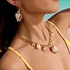304 Stainless Steel with Natural Shell Starfish Sea Horse Pendant Bib Necklaces for Women FS-WG01E94-02-2