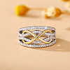 Brass Micro Pave Clear Cubic Zirconia Finger Rings WG69198-03-1