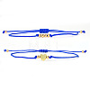 2Pcs 2 Styles Bohemian Brass Beads Braided Bead Bracelets BT1454-11-1