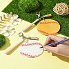 Baseball Acrylic & Wood Pendant Decorations HJEW-YW00012-01-4