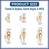30Pcs 6 Styles 304 with 201 Stainless Steel Pendants FIND-UN0004-30-3