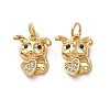 Brass Micro Pave Black Cubic Zirconia Charms CU-H002-06B-G-1