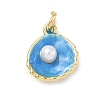 Shell Brass Charms KK-D426-17B-G-1