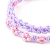 2Pcs 2 Colors Peach Blossom Braided Cord Bracelet BJEW-JB07610-05-4