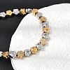 Duo Tone 304 Stainless Steel Micro Pave Clear Cubic Zirconia Beaded Bracelets SA-CBAB122-02B-2