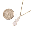 Natural Rose Quartz Round Beaded Gourd Shape Pendant 304 Stainless Steel Cable Chain Necklaces for Women NJEW-JN05656-01-3