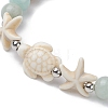Dyed Synthetic Turquoise Turtle and Starfish Beaded Bracelets BJEW-JB10062-02-3