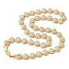 Brass Micro Pave Clear Cubic Zirconia Flat Round Link Chain Necklaces for Women NJEW-B157-18G-4