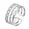 304 Stainless Steel Star Open Cuff Ring RJEW-T023-94P-3