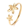 304 Stainless Steel Flower Cuff Bangles for Women BJEW-Z157-02G-02-2