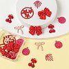 24Pcs 6 Style Deep Pink Series Spray Painted Alloy Pendants FIND-LS0001-61-5