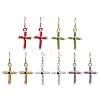 Cross Glass Beaded Dangle Earrings EJEW-MZ00706-2