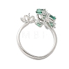 Bowknot & Flower Brass Micro Pave Cubic Zirconia Cuff Ring Settings KK-K297-20P-3