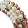 Natural Flower Amazonite & Picture Jasper Beaded Stretch Bracelets Sets with Non-Magnetic Synthetic Hematite BJEW-JB09281-6