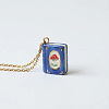 304 Stainless Steel Enamel Book Pendant Necklaces WGBBB26-03-1