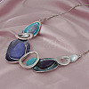 Oval Alloy Enamel Pendant Necklaces & Stud Dangle Earrings Sets for Women WG9C94B-01-2