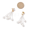 Round Shell Pearl & Glass Seed Beads Dangle Stud Earrings EJEW-TA00768-4