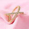 Adjustable Brass Micro Pave Clear Cubic Zirconia Cuff Rings RJEW-F101-17G-5