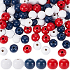 100Pcs 3 Colors Spray Painted Round Natural Schima Wood Beads WOOD-SP0001-95-1