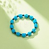 Natural Mashan Jade Skull & Synthetic Turquoise(Dyed) Beaded Stretch Bracelet BJEW-JB08377-04-2