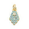 Brass Micro Pave Cubic Zirconia Hamsa Hand Charms KK-H529-13G-1