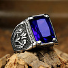 316L Stainless Steel & Cubic Zirconia Men's Vintage Carved Finger Rings FS-WG82D33-23-1