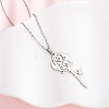 304 Stainless Steel Rose Flower Pendant Cable Chain Necklaces for Men Women NJEW-K308-05C-P-1