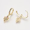Brass Cubic Zirconia Dangle Hoop Earrings EJEW-S201-143-2