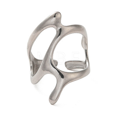 304 Stainless Steel Open Cuff Ring RJEW-C068-05A-P-1