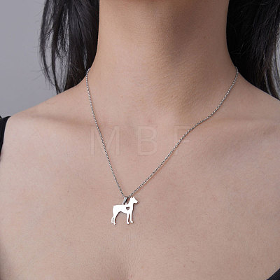 201 Stainless Steel Dog with Heart Pendant Necklace NJEW-OY001-27-1