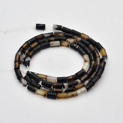 Column Natural Black Agate Beads Strands G-N0153-66-1