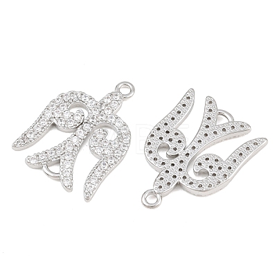 Brass Micro Pave Clear Cubic Zirconia Connector Charms CU-CBA7BFE-03B-P-1
