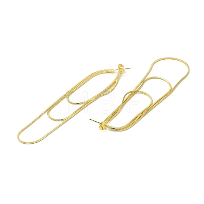 Brass Snake Chains Tassel Dangle Stud Earrings for Women EJEW-H092-11G-1
