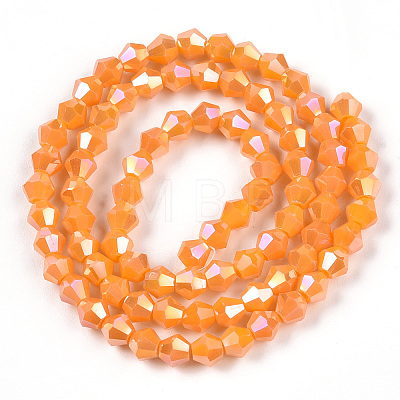 Opaque Solid Color Electroplate Glass Beads Strands EGLA-A039-P4mm-B04-1